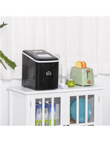Ice Maker Countertop Portable Bullet Ice Cube Machine 12kg/24H Production Automatic Cleaning Visible Window Scoop and Basket Bla