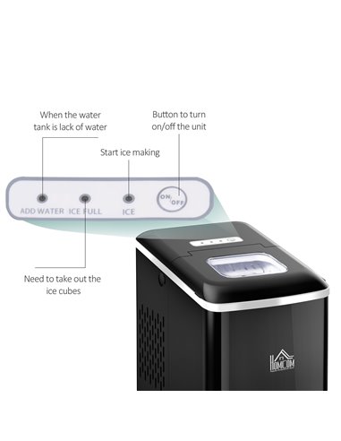 Ice Maker Countertop Portable Bullet Ice Cube Machine 12kg/24H Production Automatic Cleaning Visible Window Scoop and Basket Bla
