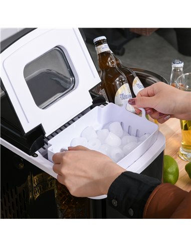 Ice Maker Countertop Portable Bullet Ice Cube Machine 12kg/24H Production Automatic Cleaning Visible Window Scoop and Basket Bla