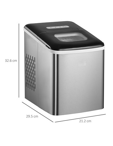 HOMCOM Ice Maker Machine, Counter Top Ice Cube Maker for Home 12kg in 24 Hrs 1.8L with Self Cleaning Function Scoop and Basket S
