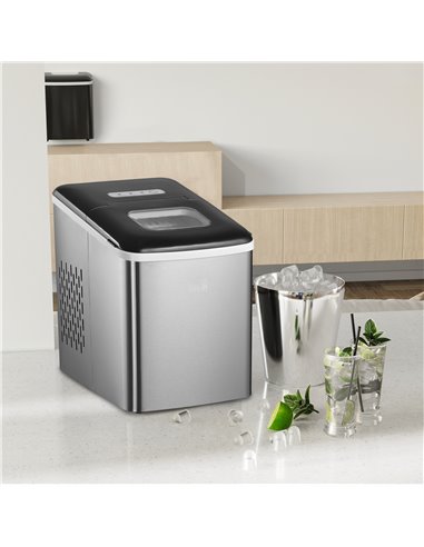 HOMCOM Ice Maker Machine, Counter Top Ice Cube Maker for Home 12kg in 24 Hrs 1.8L with Self Cleaning Function Scoop and Basket S