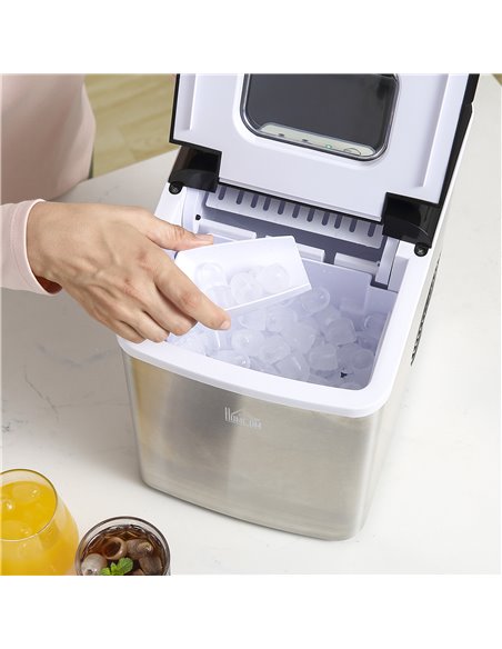 HOMCOM Ice Maker Machine, Counter Top Ice Cube Maker for Home 12kg in 24 Hrs 1.8L with Self Cleaning Function Scoop and Basket S - pic 66974 | FastDaddyshop