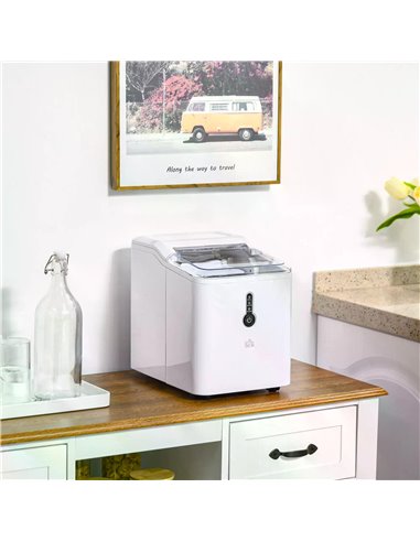 HOMCOM 12kg Ice Maker Machine | Counter Top Cube | Home Drink Equipment | 1.5L Self Clean Function w/ Basket Freestanding Kitche
