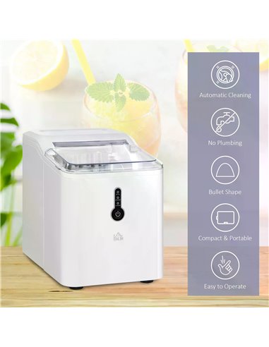 HOMCOM 12kg Ice Maker Machine | Counter Top Cube | Home Drink Equipment | 1.5L Self Clean Function w/ Basket Freestanding Kitche