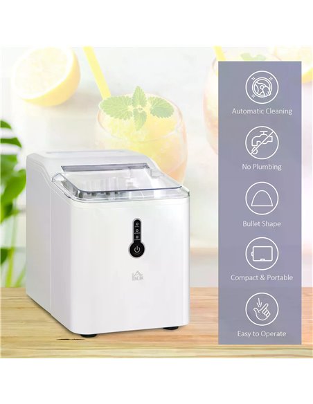 HOMCOM 12kg Ice Maker Machine | Counter Top Cube | Home Drink Equipment | 1.5L Self Clean Function w/ Basket Freestanding Kitche - pic 66979 | FastDaddyshop