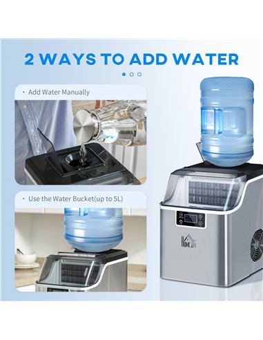 HOMCOM Ice Maker Machine, Counter Top Ice Cube Maker for Home, 20kg in 24 Hrs, 3.2L with Adjustable Cube Size, Self Cleaning Fun