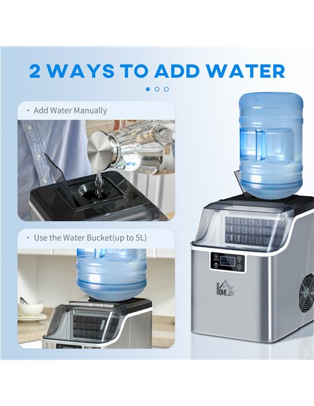 HOMCOM Ice Maker Machine, Counter Top Ice Cube Maker for Home, 20kg in 24 Hrs, 3.2L with Adjustable Cube Size, Self Cleaning Fun - pic 66998 | FastDaddyshop