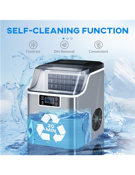 HOMCOM Ice Maker Machine, Counter Top Ice Cube Maker for Home, 20kg in 24 Hrs, 3.2L with Adjustable Cube Size, Self Cleaning Fun - pic 67000 | FastDaddyshop
