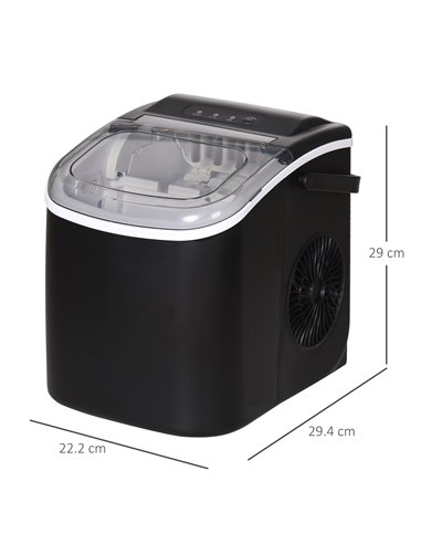 HOMCOM Ice Maker Machine Counter Top, 12Kg in 24 Hrs, 9 Cubes Ready in 6-12Mins, Portable Ice Cube Maker with Ice Scoop and Bask