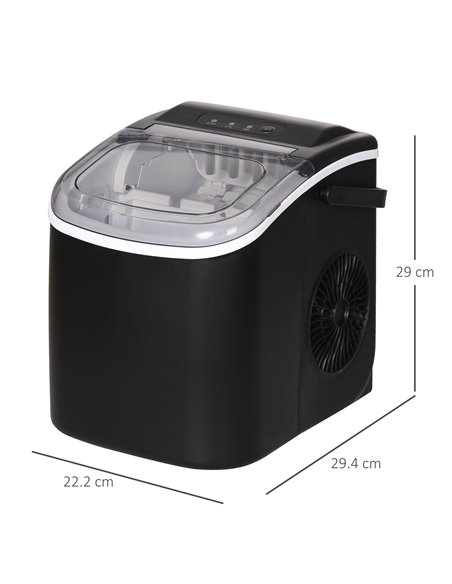 HOMCOM Ice Maker Machine Counter Top, 12Kg in 24 Hrs, 9 Cubes Ready in 6-12Mins, Portable Ice Cube Maker with Ice Scoop and Bask - pic 67005 | FastDaddyshop