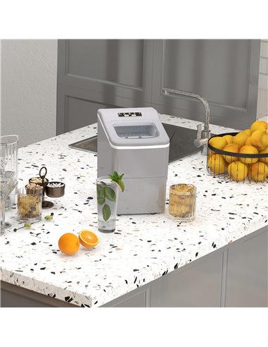 HOMCOM Portable Ice Maker Countertop, Bullet Ice Cube Machine, 9 Ice Cubes per 8 Minutes, Automatic Cleaning, Visible Window Sco