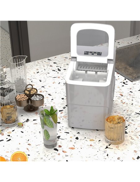 HOMCOM Portable Ice Maker Countertop, Bullet Ice Cube Machine, 9 Ice Cubes per 8 Minutes, Automatic Cleaning, Visible Window Sco - pic 67018 | FastDaddyshop