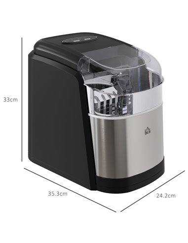 HOMCOM Ice Maker Machine Countertop, 12Kg in 24 Hrs, 9 Cubes Ready in 6-12Mins, Portable Ice Cube Maker w/ 2 Ice Cube Sizes, Sel