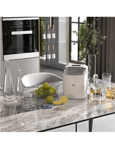 HOMCOM Ice Maker Machine Counter Top, 12Kg in 24 Hrs, 9 Cubes Ready in 6-12Mins, Portable Ice Cube Maker with Ice Scoop and Bask