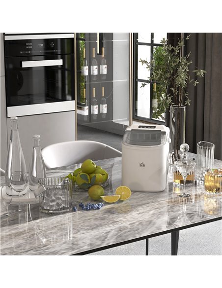 HOMCOM Ice Maker Machine Counter Top, 12Kg in 24 Hrs, 9 Cubes Ready in 6-12Mins, Portable Ice Cube Maker with Ice Scoop and Bask - pic 67040 | FastDaddyshop
