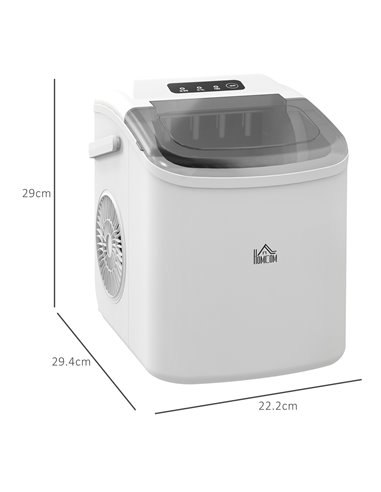 HOMCOM Ice Maker Machine Counter Top, 12Kg in 24 Hrs, 9 Cubes Ready in 6-12Mins, Portable Ice Cube Maker with Ice Scoop and Bask