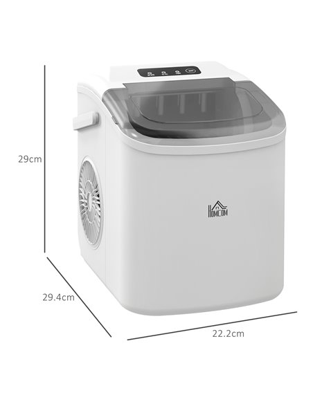 HOMCOM Ice Maker Machine Counter Top, 12Kg in 24 Hrs, 9 Cubes Ready in 6-12Mins, Portable Ice Cube Maker with Ice Scoop and Bask - pic 67041 | FastDaddyshop