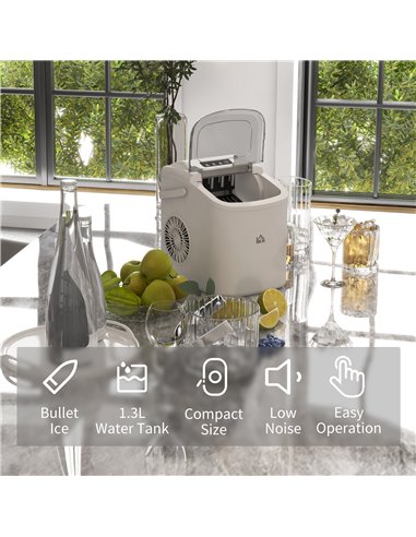 HOMCOM Ice Maker Machine Counter Top, 12Kg in 24 Hrs, 9 Cubes Ready in 6-12Mins, Portable Ice Cube Maker with Ice Scoop and Bask