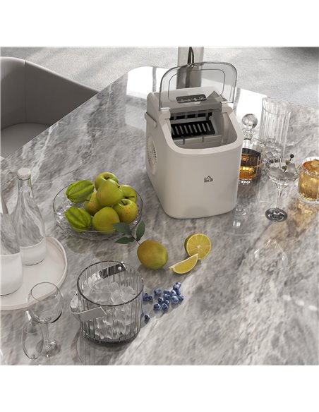 HOMCOM Ice Maker Machine Counter Top, 12Kg in 24 Hrs, 9 Cubes Ready in 6-12Mins, Portable Ice Cube Maker with Ice Scoop and Bask - pic 67045 | FastDaddyshop