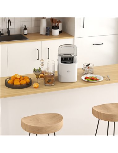 HOMCOM Ice Maker Machine Counter Top, 12Kg in 24 Hrs, 9 Cubes Ready in 6-12Mins, Portable Ice Cube Maker with Ice Scoop and Bask