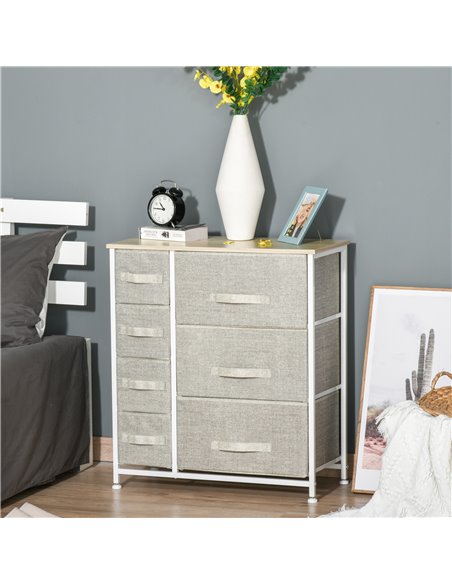 HOMCOM Vertical 7 Linen Drawers Cabinet Organizer Storage Dresser Tower with Metal Frame Adjustable Feet for Living Room, Bathro - pic 6705 | FastDaddyshop