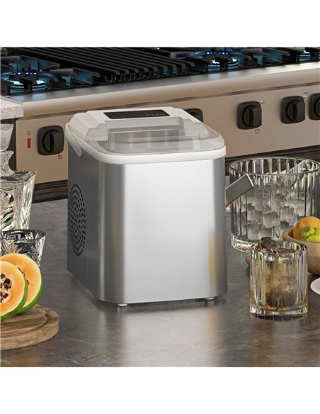 HOMCOM Ice Maker Machine Countertop, 12Kg in 24 Hrs, 9 Cubes Ready in 6-13Mins, Self-Cleaning Portable Ice Cube Maker with 2 Siz - pic 67058 | FastDaddyshop