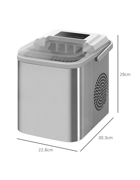 HOMCOM Ice Maker Machine Countertop, 12Kg in 24 Hrs, 9 Cubes Ready in 6-13Mins, Self-Cleaning Portable Ice Cube Maker with 2 Siz - pic 67059 | FastDaddyshop