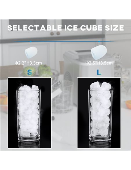 HOMCOM Ice Maker Machine Countertop, 12Kg in 24 Hrs, 9 Cubes Ready in 6-13Mins, Self-Cleaning Portable Ice Cube Maker with 2 Siz - pic 67062 | FastDaddyshop