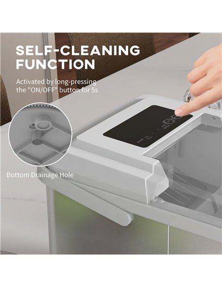 HOMCOM Ice Maker Machine Countertop, 12Kg in 24 Hrs, 9 Cubes Ready in 6-13Mins, Self-Cleaning Portable Ice Cube Maker with 2 Siz - pic 67063 | FastDaddyshop