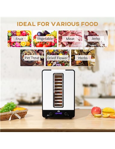 HOMCOM 11 Tier Food Dehydrator, 550W Food Dryer Machine with Adjustable Temperature, Timer and LCD Display for Drying Fruit, Mea