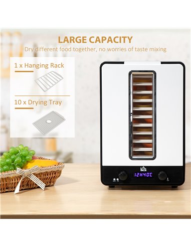 HOMCOM 11 Tier Food Dehydrator, 550W Food Dryer Machine with Adjustable Temperature, Timer and LCD Display for Drying Fruit, Mea