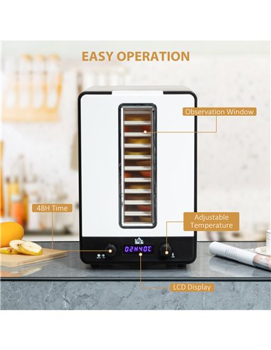 HOMCOM 11 Tier Food Dehydrator, 550W Food Dryer Machine with Adjustable Temperature, Timer and LCD Display for Drying Fruit, Mea