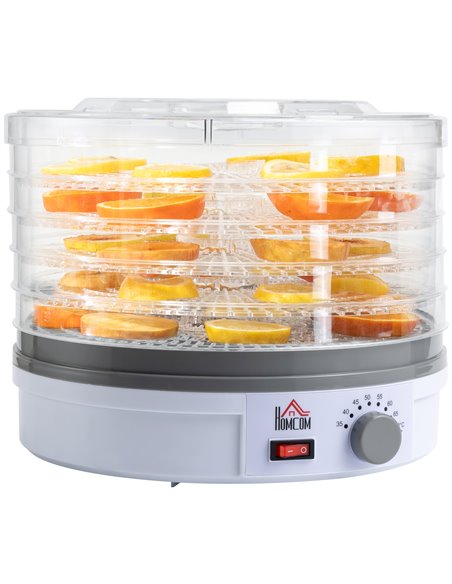 HOMCOM 5 Tier Food Dehydrator, 245W Food Dryer Machine, White 800-144V70 - pic 67075 | FastDaddyshop