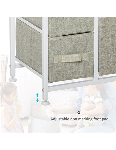 HOMCOM Vertical 7 Linen Drawers Cabinet Organizer Storage Dresser Tower with Metal Frame Adjustable Feet for Living Room, Bathro