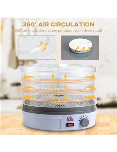 HOMCOM 5 Tier Food Dehydrator, 245W Food Dryer Machine with Adjustable Temperature Control for Drying Fruit, Meat, Vegetable, Je
