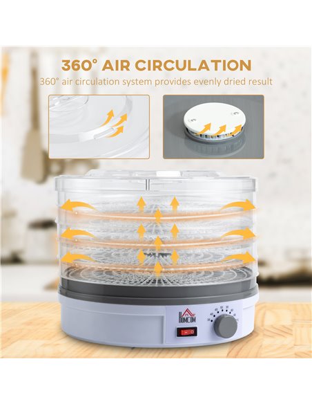 HOMCOM 5 Tier Food Dehydrator, 245W Food Dryer Machine with Adjustable Temperature Control for Drying Fruit, Meat, Vegetable, Je - pic 67080 | FastDaddyshop