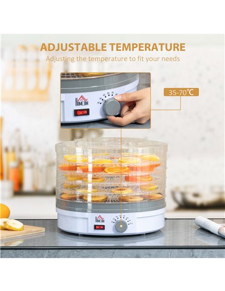 HOMCOM 5 Tier Food Dehydrator, 245W Food Dryer Machine with Adjustable Temperature Control for Drying Fruit, Meat, Vegetable, Je - pic 67081 | FastDaddyshop