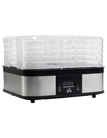 HOMCOM 5 Tier Food Dehydrator, 245W Food Dryer Machine, Silver 800-142V70 - pic 67084 | FastDaddyshop