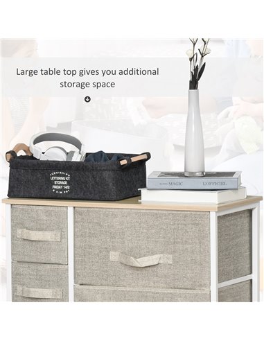 HOMCOM Vertical 7 Linen Drawers Cabinet Organizer Storage Dresser Tower with Metal Frame Adjustable Feet for Living Room, Bathro