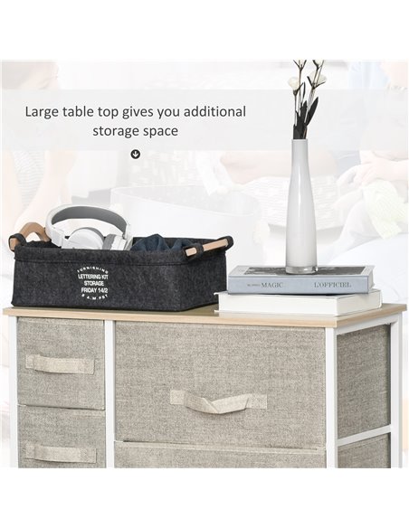HOMCOM Vertical 7 Linen Drawers Cabinet Organizer Storage Dresser Tower with Metal Frame Adjustable Feet for Living Room, Bathro - pic 6709 | FastDaddyshop