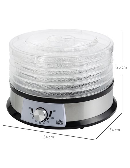 HOMCOM 5 Tier Food Dehydrator, 250W Stainless Steel Food Dryer Machine with Adjustable Temperature for Drying Fruit, Meat, Veget - pic 67095 | FastDaddyshop