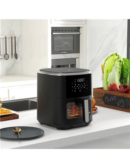 HOMCOM 6.7L 4 in 1 Air Fryer, Bake, Roast and Dehydrator with Digital Display, Rapid Air Circulation, Adjustable Temperature, Ti - pic 67103 | FastDaddyshop