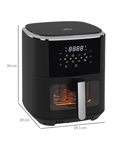 HOMCOM 6.7L 4 in 1 Air Fryer, Bake, Roast and Dehydrator with Digital Display, Rapid Air Circulation, Adjustable Temperature, Ti