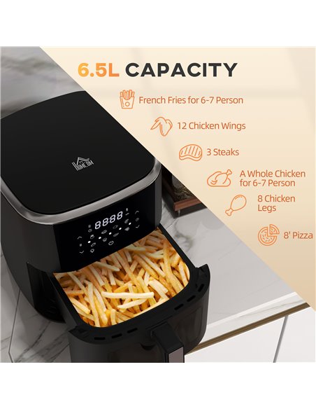 HOMCOM 6.7L 4 in 1 Air Fryer, Bake, Roast and Dehydrator with Digital Display, Rapid Air Circulation, Adjustable Temperature, Ti - pic 67106 | FastDaddyshop