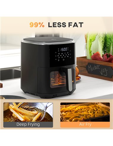 HOMCOM 6.7L 4 in 1 Air Fryer, Bake, Roast and Dehydrator with Digital Display, Rapid Air Circulation, Adjustable Temperature, Ti