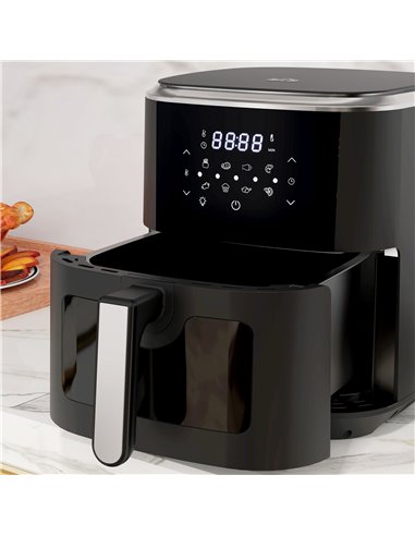 HOMCOM 6.7L 4 in 1 Air Fryer, Bake, Roast and Dehydrator with Digital Display, Rapid Air Circulation, Adjustable Temperature, Ti