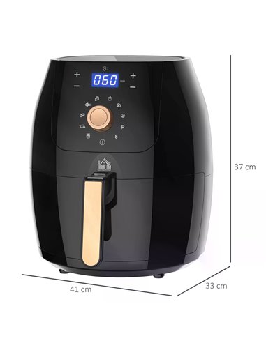 HOMCOM Digital Air Fryer 1700W 5.5L with Rapid Air Circulation System Adjustable Temperature 60 Min Timer for Healthy Oil Free L