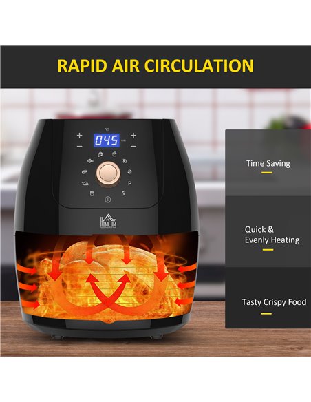 HOMCOM Digital Air Fryer 1700W 5.5L with Rapid Air Circulation System Adjustable Temperature 60 Min Timer for Healthy Oil Free L - pic 67116 | FastDaddyshop