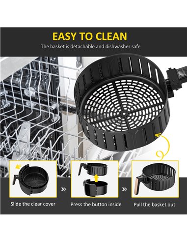 HOMCOM Digital Air Fryer 1700W 5.5L with Rapid Air Circulation System Adjustable Temperature 60 Min Timer for Healthy Oil Free L