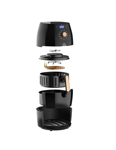 HOMCOM Digital Air Fryer 1700W 5.5L with Rapid Air Circulation System Adjustable Temperature 60 Min Timer for Healthy Oil Free L